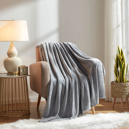 BOKYAN Fleece Blanket Throw Size Grey Lightweight Super Soft Cozy Luxury Bed Blanket Microfiber Factory Shop